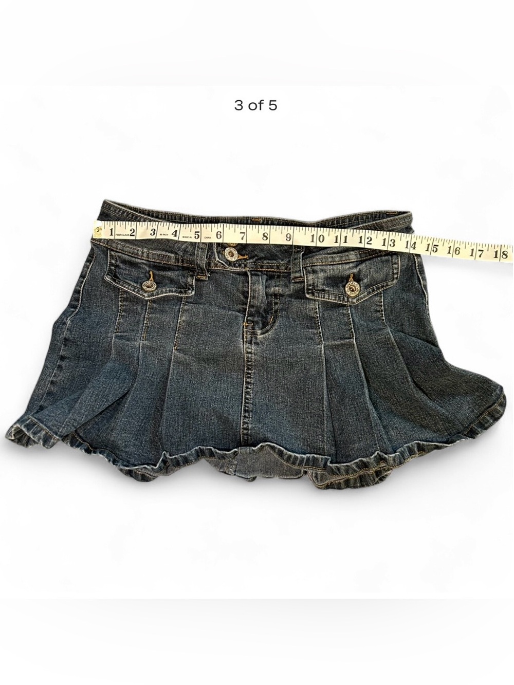 Angels Denim Pleated Micro Mini Skirt - Picture 3 of 5